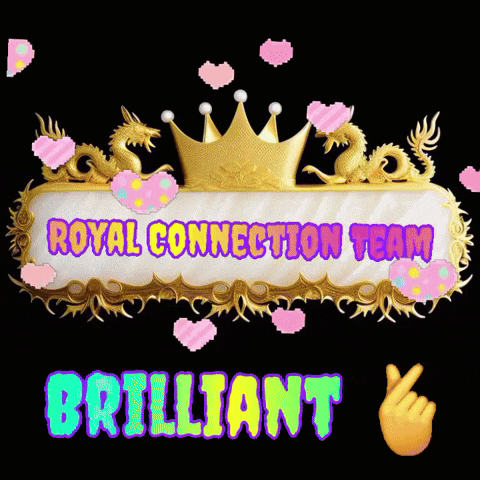 a sign that says royal connection team brilliant with dragons and hearts