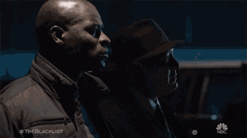 two men standing next to each other with the hashtag #theblacklist on the bottom