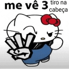 a hello kitty cartoon is giving the peace sign .