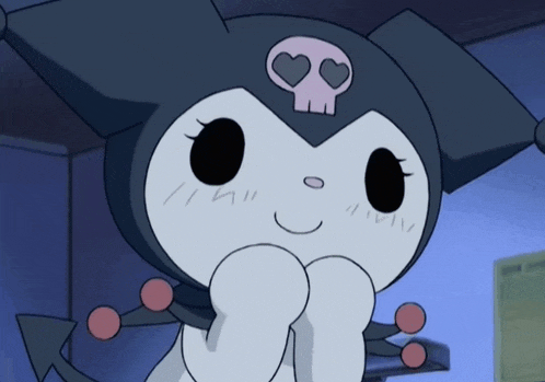 a close up of a cartoon character with a skull on her head
