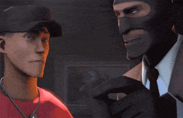 a cartoon of a spy and a soldier with the words say that again on the bottom