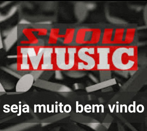 a red and white sign that says show music on it