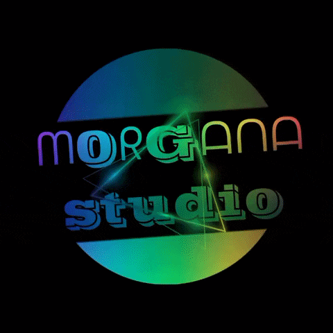 morgana studio logo with a rainbow colored circle