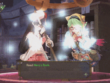 a video game says read hero 's book at the bottom