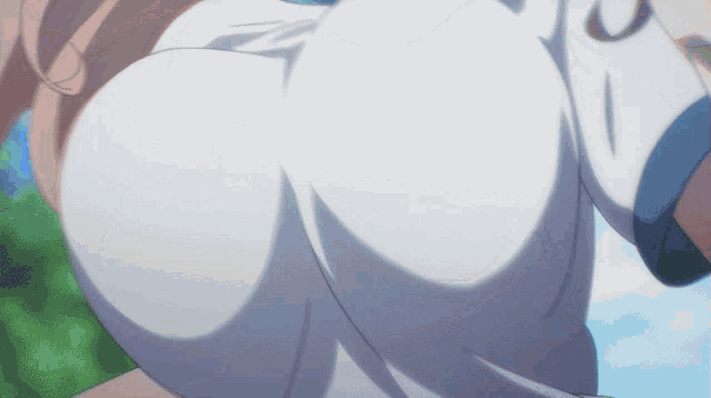 a woman 's breasts are shown in a close up of a cartoon character