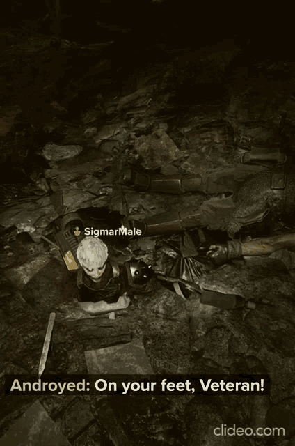 a video game character named sigmarmale is crawling out of a hole