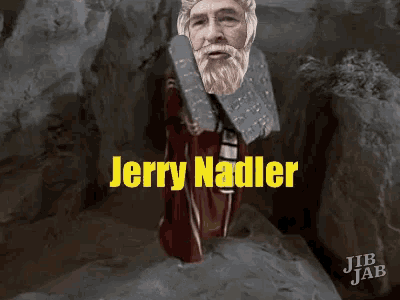 a cartoon of jerry nadler holding a bible