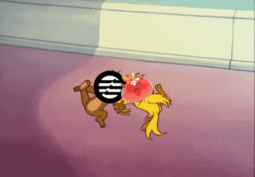 a cartoon of tom and jerry with a sticker that says crh