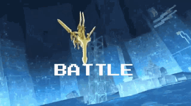 the word battle that is on a blue screen