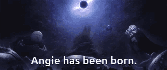 angie has been born on a dark background
