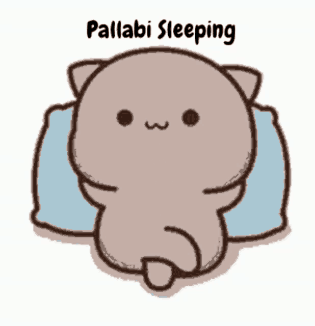 a cartoon cat is sleeping on a pillow with the caption pallabi sleeping