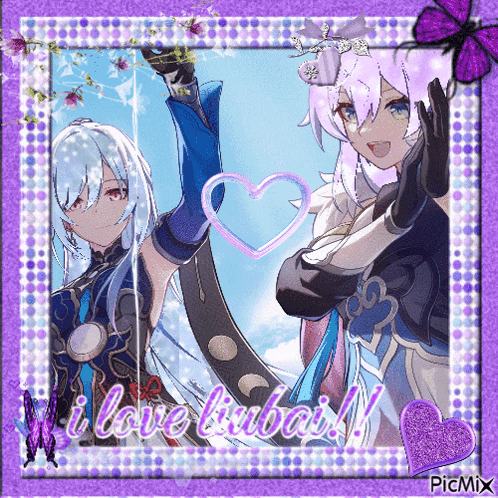 a picture of two anime girls with the words i love lubais on the bottom