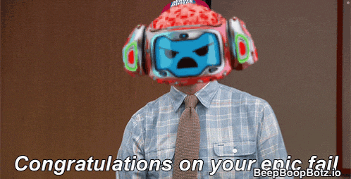 a man in a plaid shirt and tie says congratulations on your epic fail on a screen