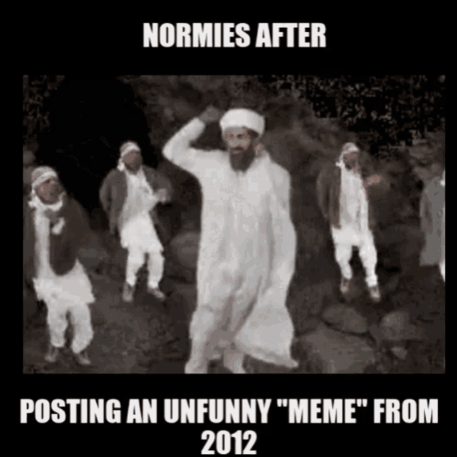 normies after posting an unfunny meme from 2012 with a picture of a man dancing