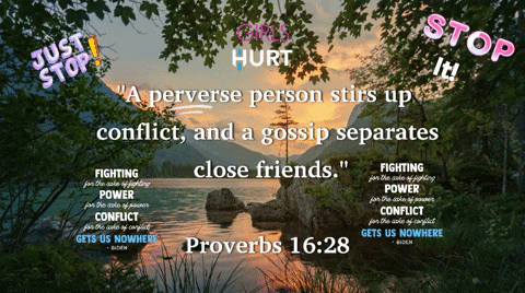 a poster with proverbs 16:28 on it