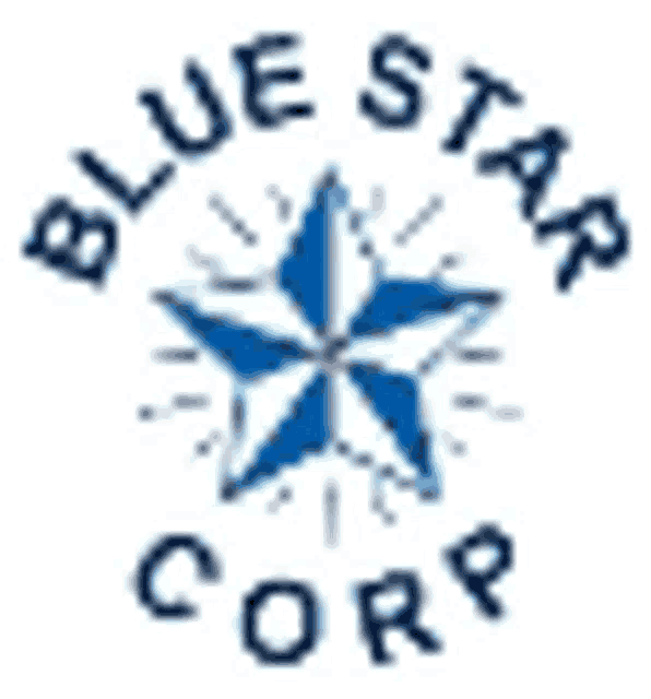 the blue star corp logo is a blue star with a red center .