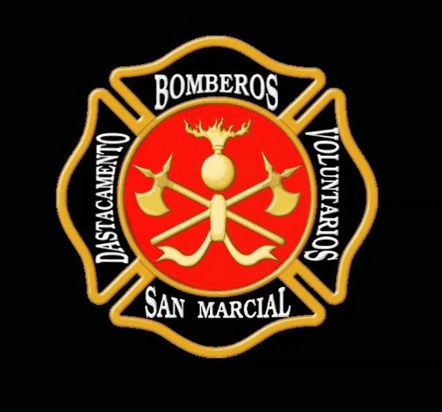 a logo for bomberos voluntarios san martial with a black background