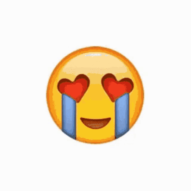 a crying emoji with hearts in its eyes and tears coming out of its eyes .