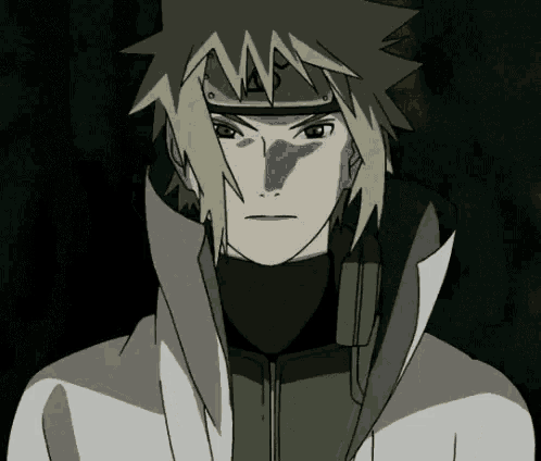 a close up of a cartoon character wearing a headband and a white jacket