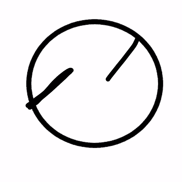 a black and white drawing of a circle with a broken line in the middle