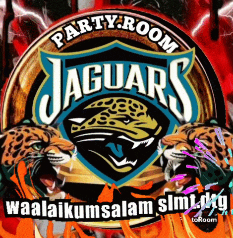 a logo for the jaguars with two jaguars in the background