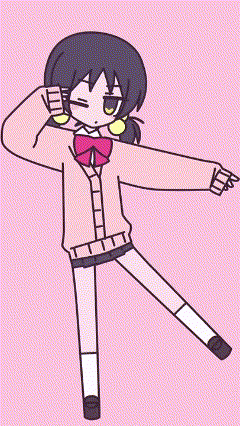 a cartoon drawing of a girl in a school uniform dancing