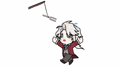 a cartoon of a man holding a fishing rod with a fork on it .