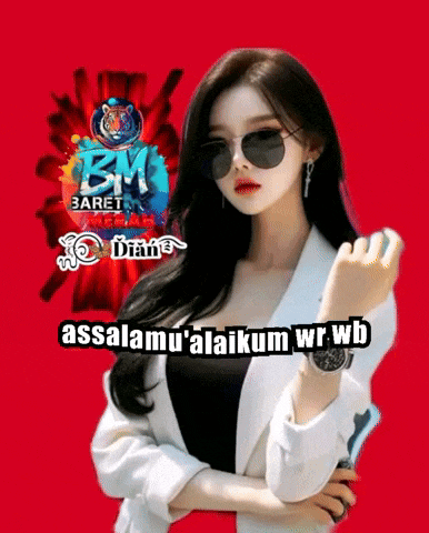 a woman wearing sunglasses and a white jacket stands in front of a red background