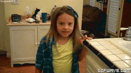 a girl standing in front of a sink with a gifwave.com watermark on the bottom