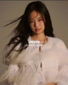 a woman in a white dress with the name jennie on the bottom