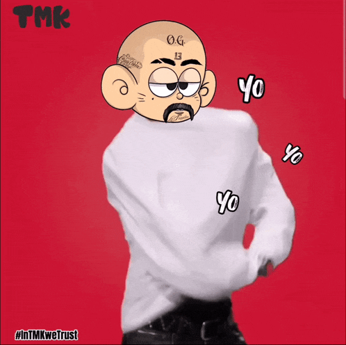 a cartoon of a man with a tattoo on his forehead that says og 13