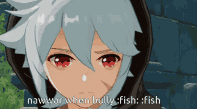 a cartoon character with the words nawwar when bully fish fish below him