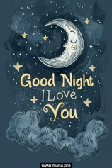 a drawing of a crescent moon with the words " good night i love you "