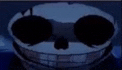 a close up of a cartoon character 's face with a skull on it .