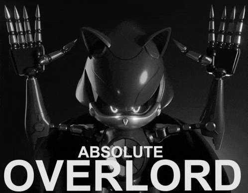 a black and white poster for absolute overlord with a robot