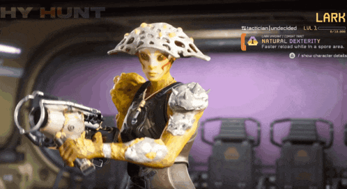 a screenshot of a video game called hy hunt with a character named lark