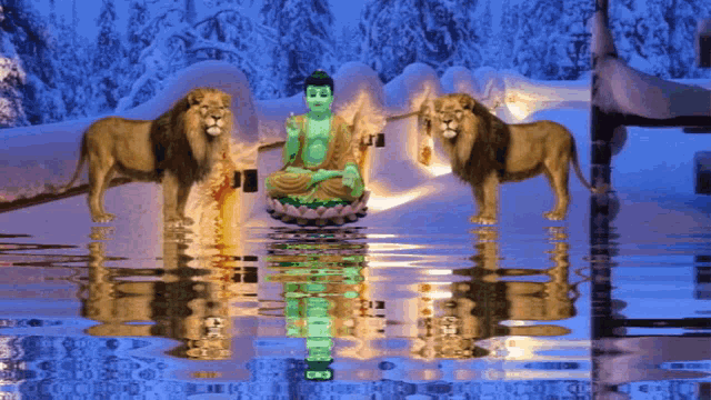 Lord Buddha Lion GIF - Lord Buddha Lion Snow GIFs