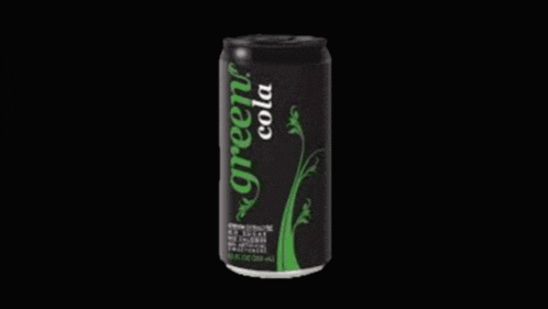 a can of green cola is laying on its side