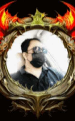 a man wearing a mask and sunglasses is in a frame