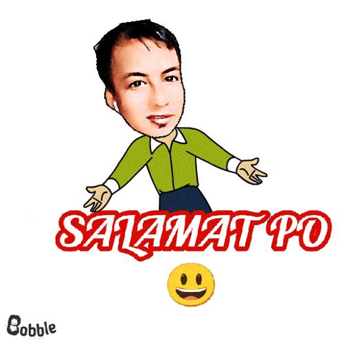 a cartoon of a man with his arms outstretched and the words " salamat po " below him