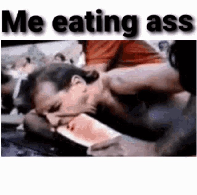 a woman is eating a slice of watermelon with the words me eating ass written above her