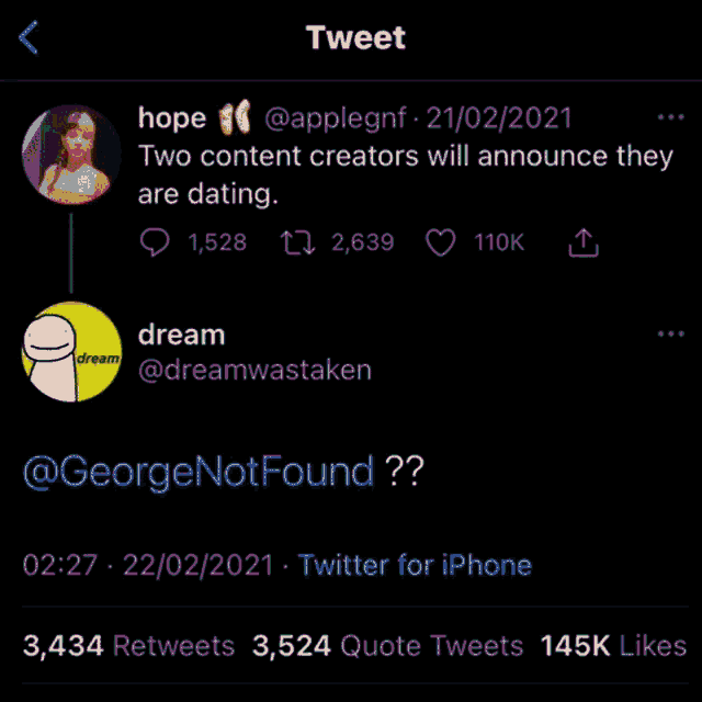a screenshot of a tweet from george notfound
