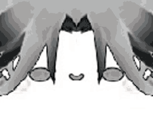 a drawing of a person 's face with a reflection of a person 's face .