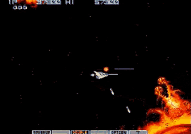 a video game screen shows a planet in flames and the numbers 43900 and 57500