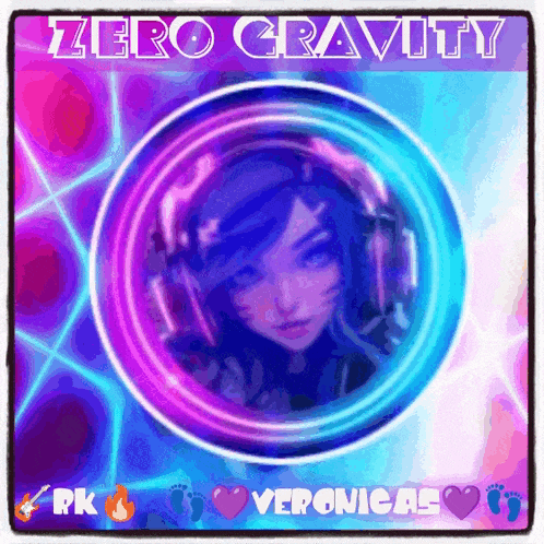 a picture of a girl with the words zero gravity written on it