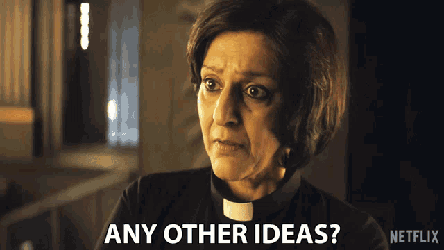 a woman in a priest 's collar says any other ideas