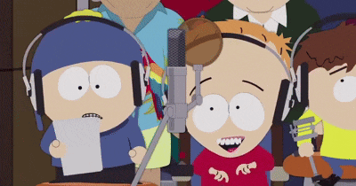 a group of south park characters are wearing headphones