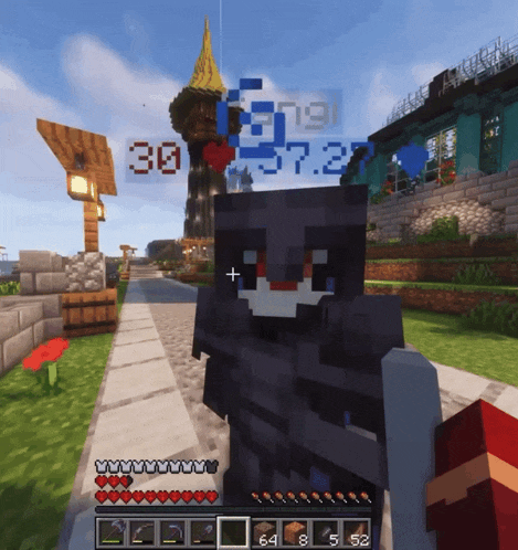 a screenshot of a minecraft game with the number 30 on top