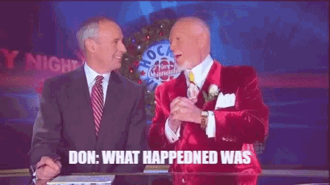 two men in suits and ties are standing next to each other with the words i thought he was one of the guys written below them