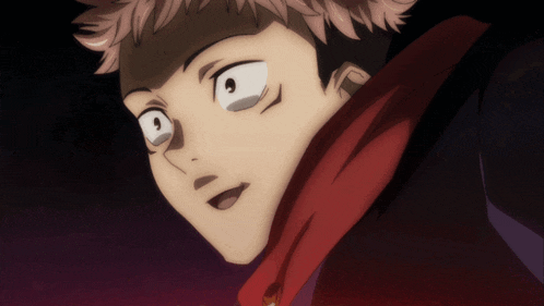 a close up of a anime character 's face with a red scarf around his neck